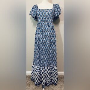 SAULE PARC Milly Blue Block Patterned Women's Dress Size M